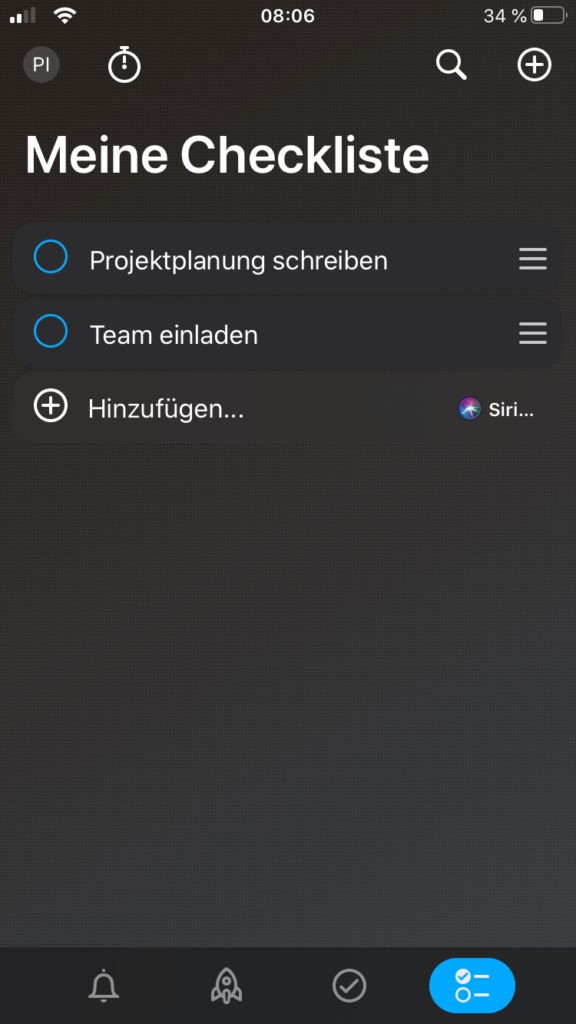Checklist of the Meistertask App