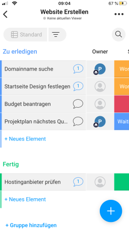 monday.com App - Die Aufgaben