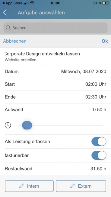 factro App Zeiterfassung